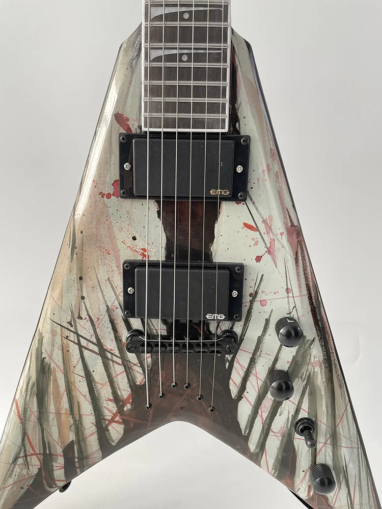 รูป V Dovetail Flying กีตาร์ไฟฟ้า,Rosewood Fingerboard,Active Pickup,กีตาร์คุณภาพสูง,ในสต็อก,Fast Shipping