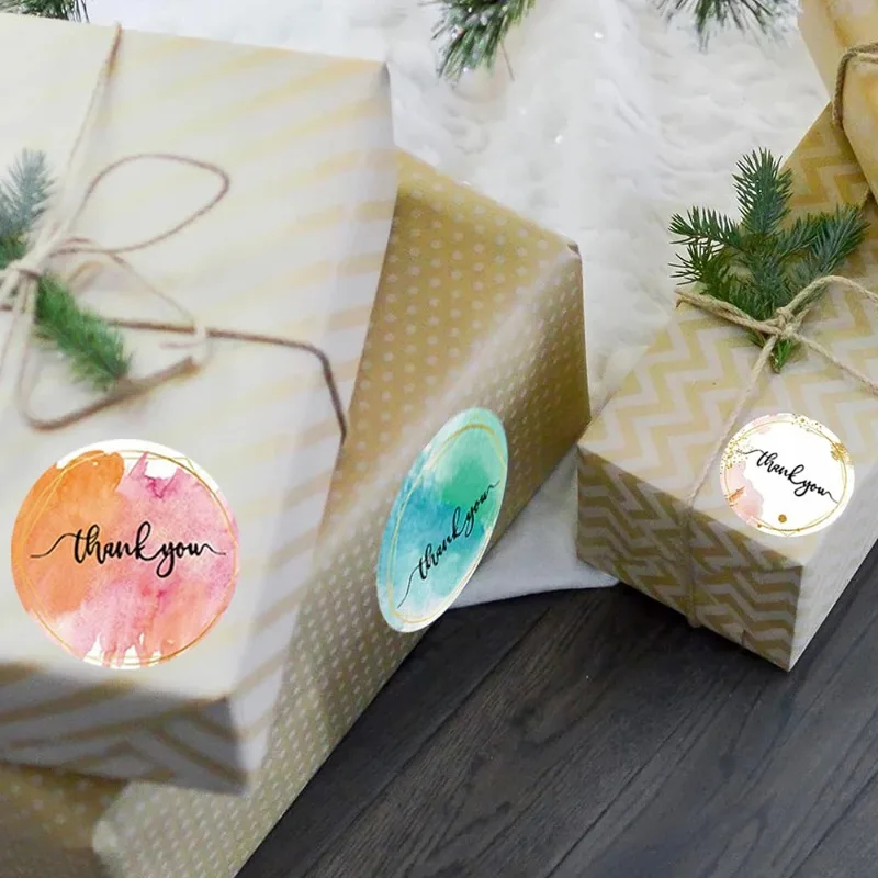 500 قطعة/لفة شكرا لك ملصقات 2.5 سنتيمتر لطيف الوردي الذهب تسميات للشركات الصغيرة أو هدية الزفاف ديكور القرطاسية التعبئة والتغليف ملصق #4