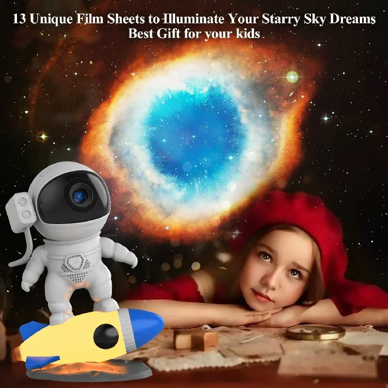 Kids Star Projector Night Light with Remote Control 360°Adjustable Design Astronaut Nebula Galaxy Lighting for Children Adults