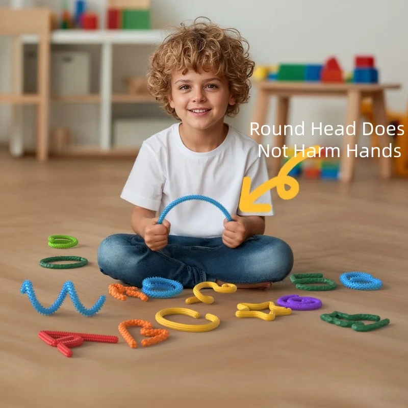 Jouets sensoriels pour enfants et adultes, 8 pièces, bâtons texturés en Silicone, jouets à presser élastiques pour adolescentes, cadeau d'anniversaire pour filles