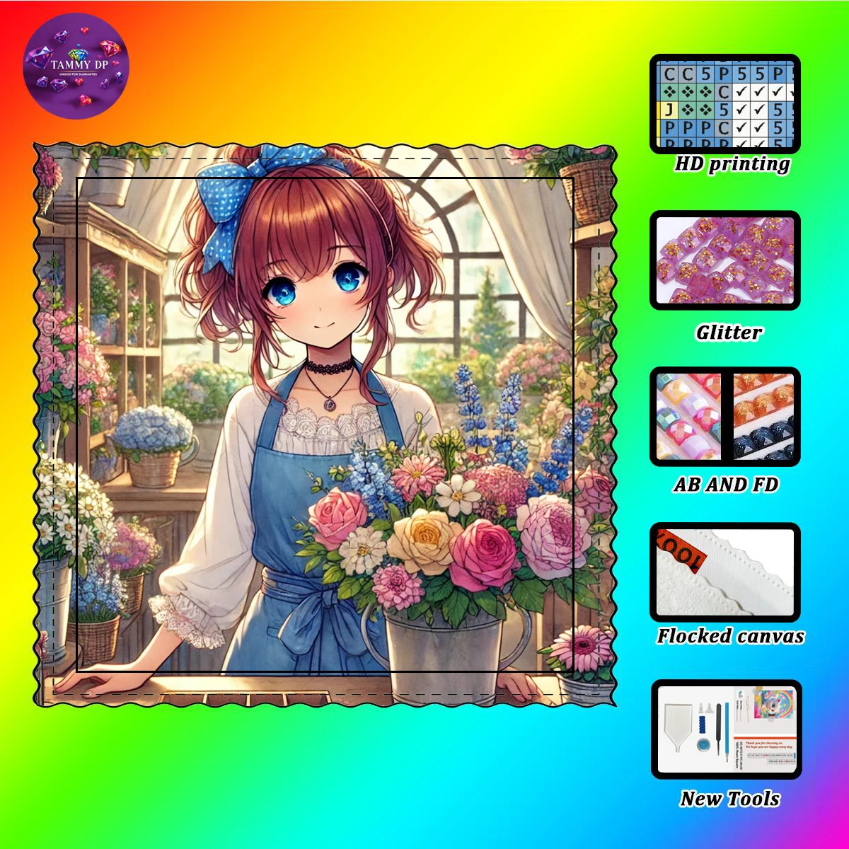 

【TAMMY Diamond Art】cute girl Crystal AB Rhinestone FD Rhinestone Perfect Resin Diamond