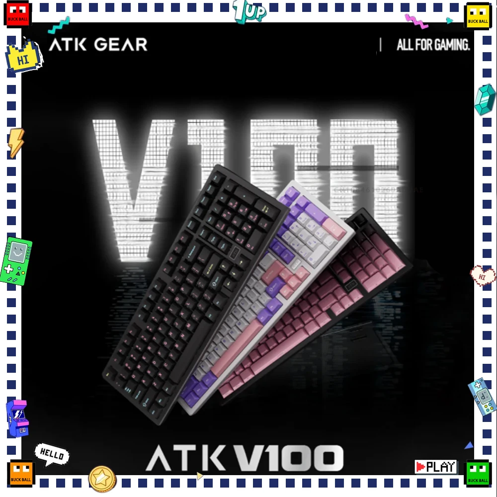 ATK V100 Pro Mechanical Keyboard Tri Mode Wireless Keyboard Custom Aluminium Alloy Cover Gaming Keyboard Gasket PC Accessories