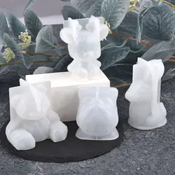 Animal Shaped Silicone Mold DIY Epoxy Resin 3D Stereo Bear Rabbit Dog Candle Mold Handmade Gypsum Soap Making Supplies