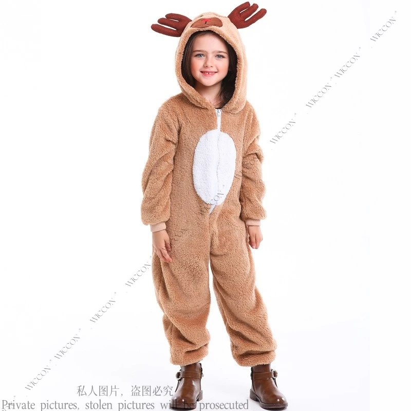 Christmas Cosplay Family Animal Costume Christmas Reindeer Elk Play Coral Velvet Home Family Dress Halloween Party Festivals