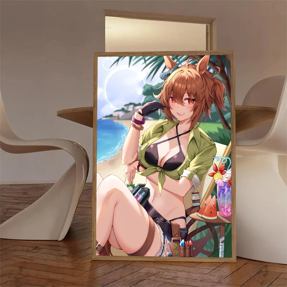 1pc Agnes Tachyon Uma Musume Pretty Derby Poster Self-adhesive Art Waterproof Paper Sticker Coffee House Bar Room Wall Decor