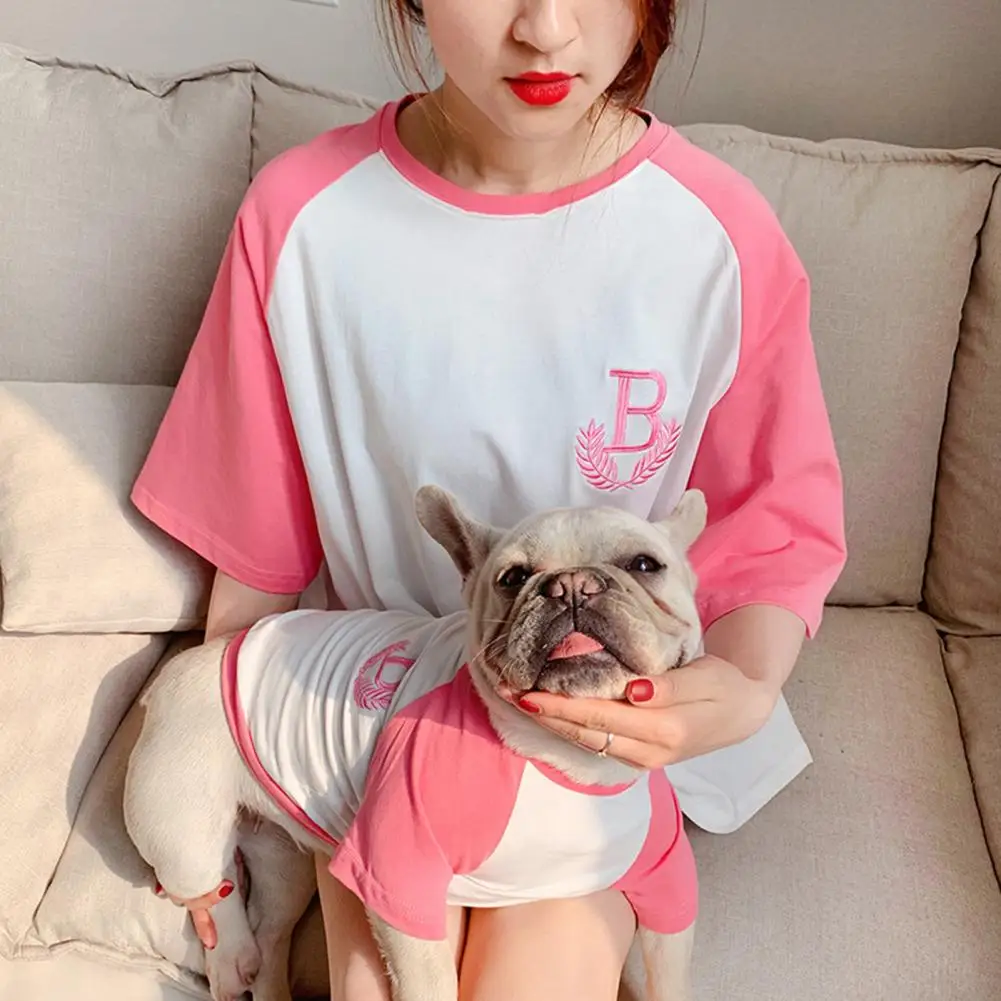 Pet Parent-child Costume Round Neck Short Sleeve Sweatshirt Dog Printed T-shirt Pet Summer Clothing Streetwear