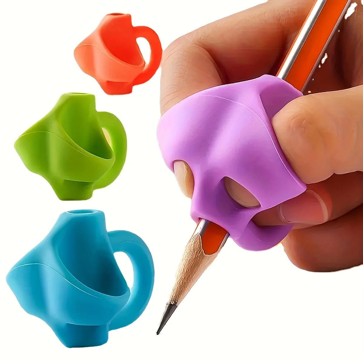 Agarraderas de Silicona para Lápiz, Agarre de Tres Dedos, Corrector de Postura para Escritura, Entrenador de Agarre, Soporte para Lápiz para Niños