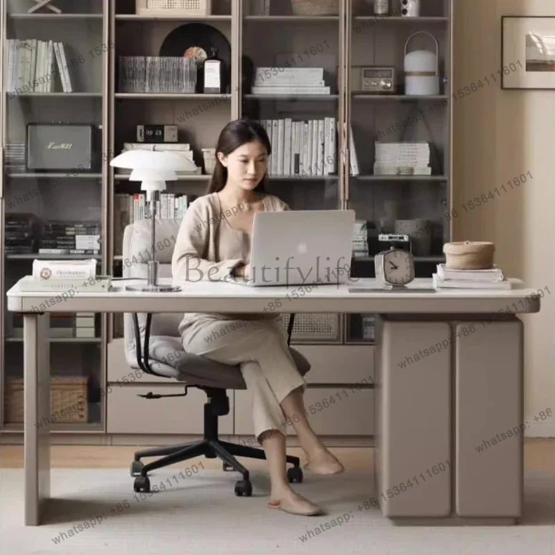 LJY Office Desks And Workstations Desk With Drawers Italian Light Luxury Sintered Stone Room Desks Computer Desk Room Offices