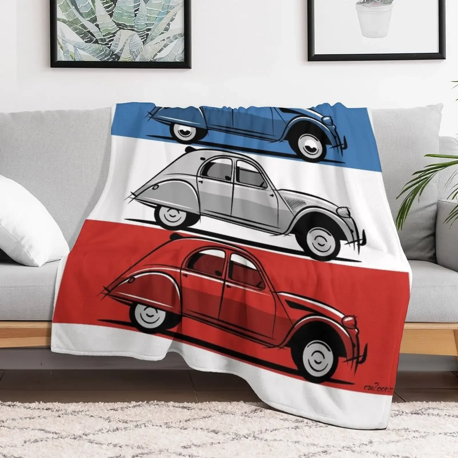 Citro?n 2CV red, white and blue Throw Blanket Multi-Purpose Bed Blankets