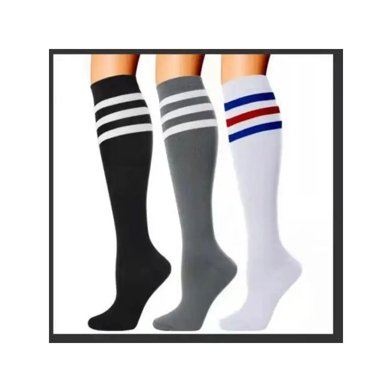 

3pair Women Compression Socks Football Pressure stockings Three Sports Leg Protectors Long 10-15mmHg 3Colors Design
