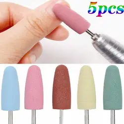 5Pcs/set Rubber Silicone Nail Drill Bit Nail Buffer Rotary Burr Mills Cutter For Manicure Drill Accessories Foot Polishing Tools