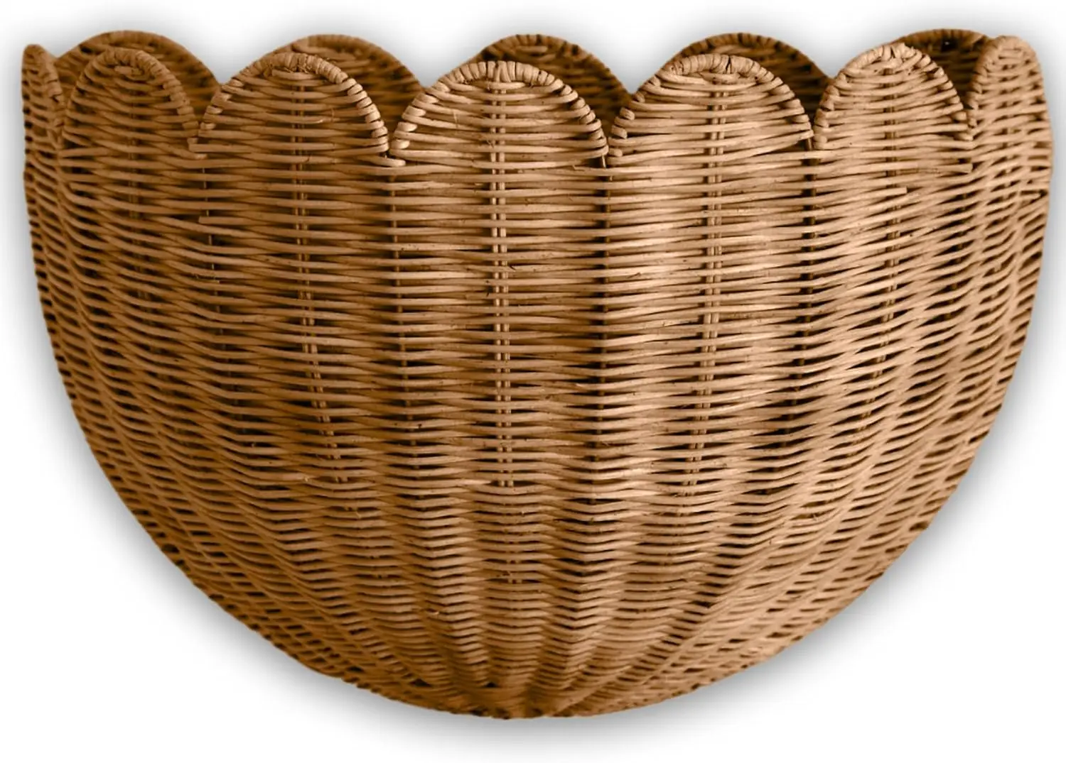

Scalloped Wicker Hanging Basket - Handwoven Wall Decor for Nursery, Living Room, Bathroom Storage
