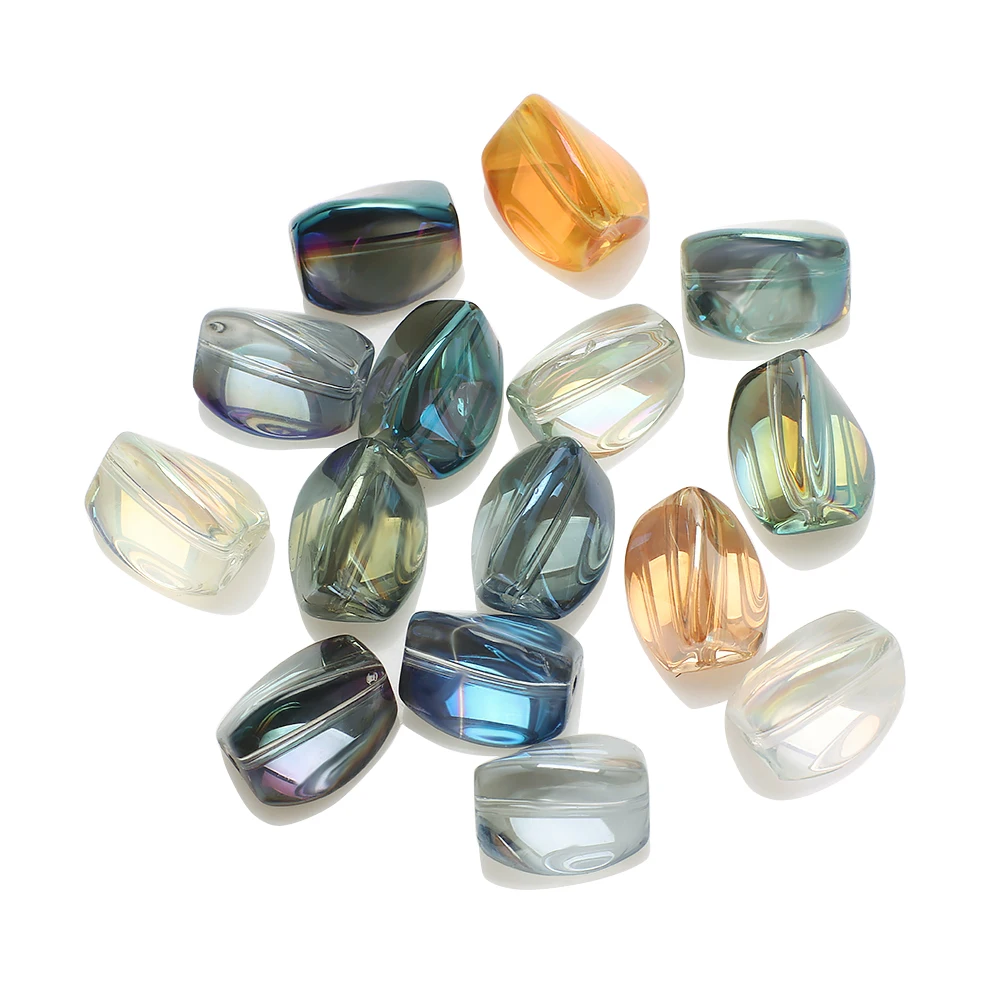 20 Pcs 10x12mm Crystal Glass Loose Beads Crafts Irregular Twist Shape For DIY Making Jewelry Handmade Charm Earing Accessries