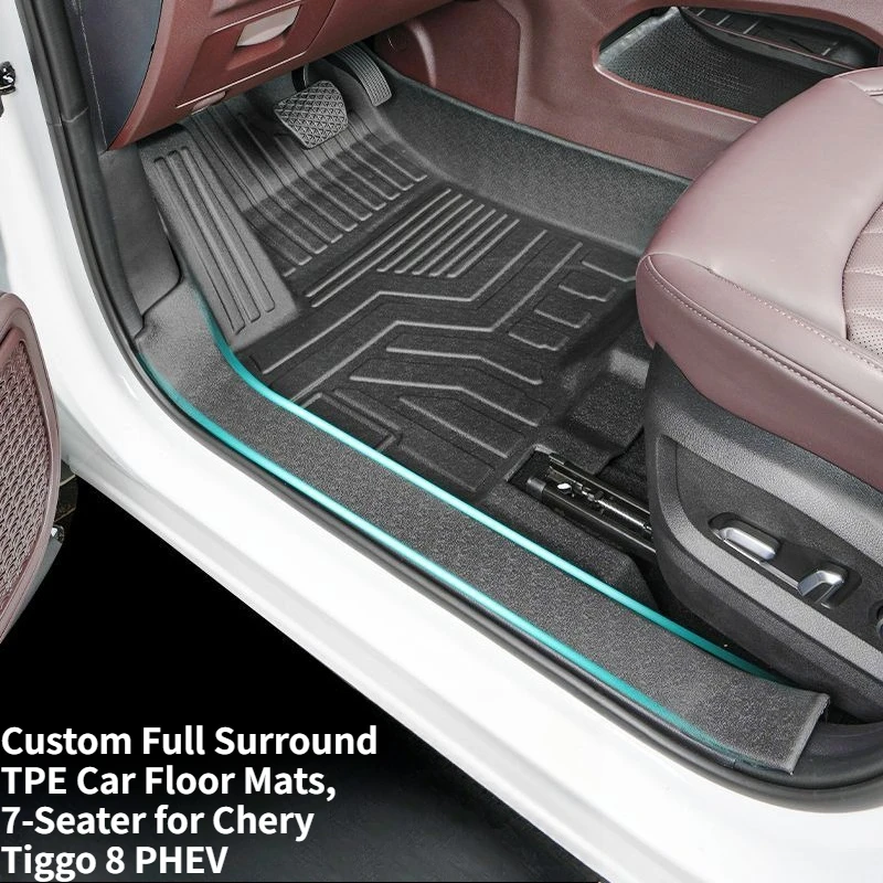 

Full Surround TPE Car Floor Mats, 7-Seater Custom Fit for Chery Tiggo 8 PHEV 2025-2026 Car Mat Accessories Custom Floor Mats