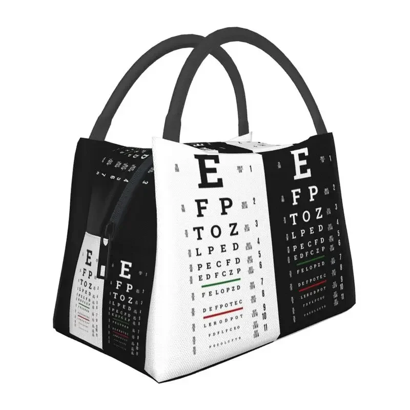 Custom Snellen Chart Eye Test Insulated Lunch Bag Optometrist Optician Resuable Thermal Cooler  Box For Women Picnic Tote