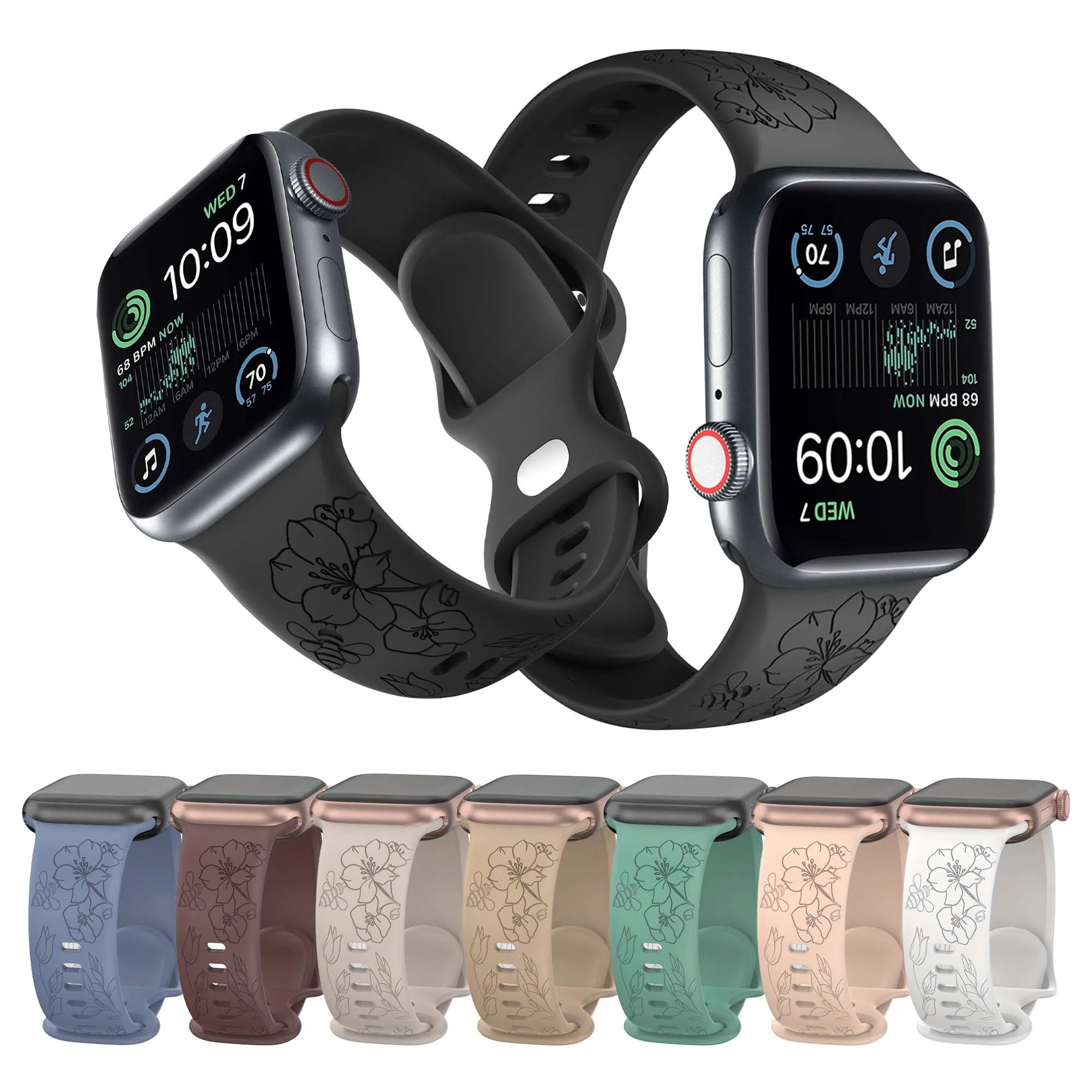 

YAYUU Bee Carving Silicone Band For Apple Watch Strap 42-49mm 42-38mm Sport Bracelet iwatch Series 10 9 8 7 6 5 4 3 SE Ultra 2