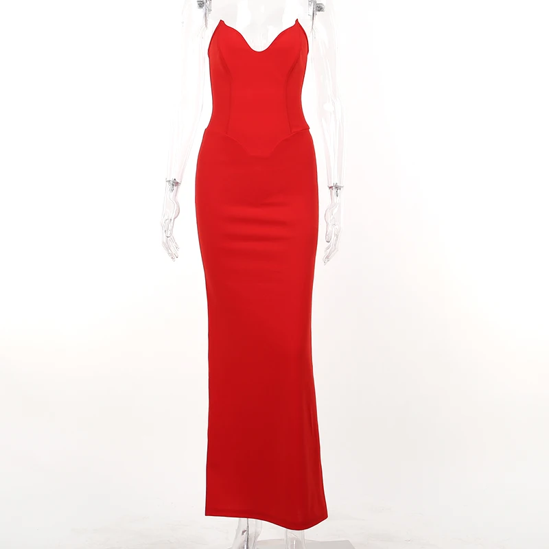 WannaThis-Backless Bodycon Midi Dress, Espartilhos Tube, Sem mangas, Sexy, Elegante, Barato, Noite de rua, Vestidos formais, Formatura, Novo, 2023