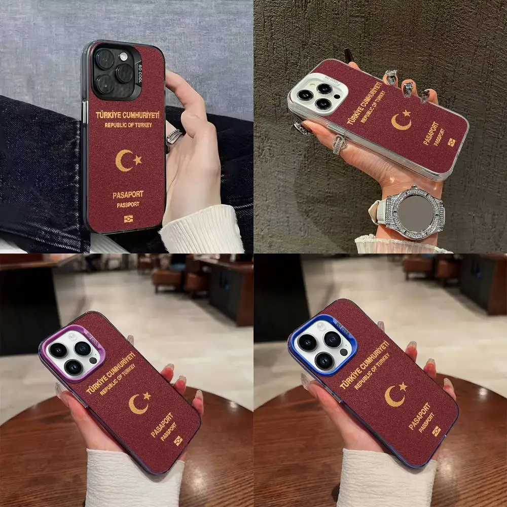 

Phone Case For iPhone 17,16,15,14,13,12,11,Pro,Max,Plus,E,SE4,Air,Mini Colorful TPU Turkey Passport Soft Cool Cover