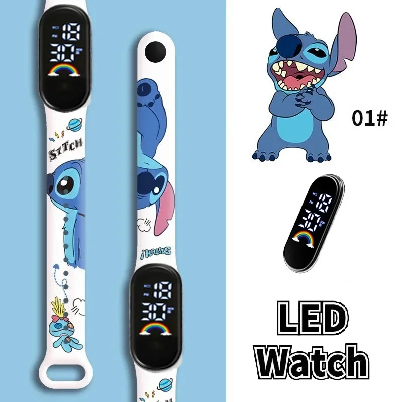 

Disney Stitch children's Watches Cartoon Anime Character Luminous Bracelet Watch LED Touch Waterproof Sports kids gifts watch