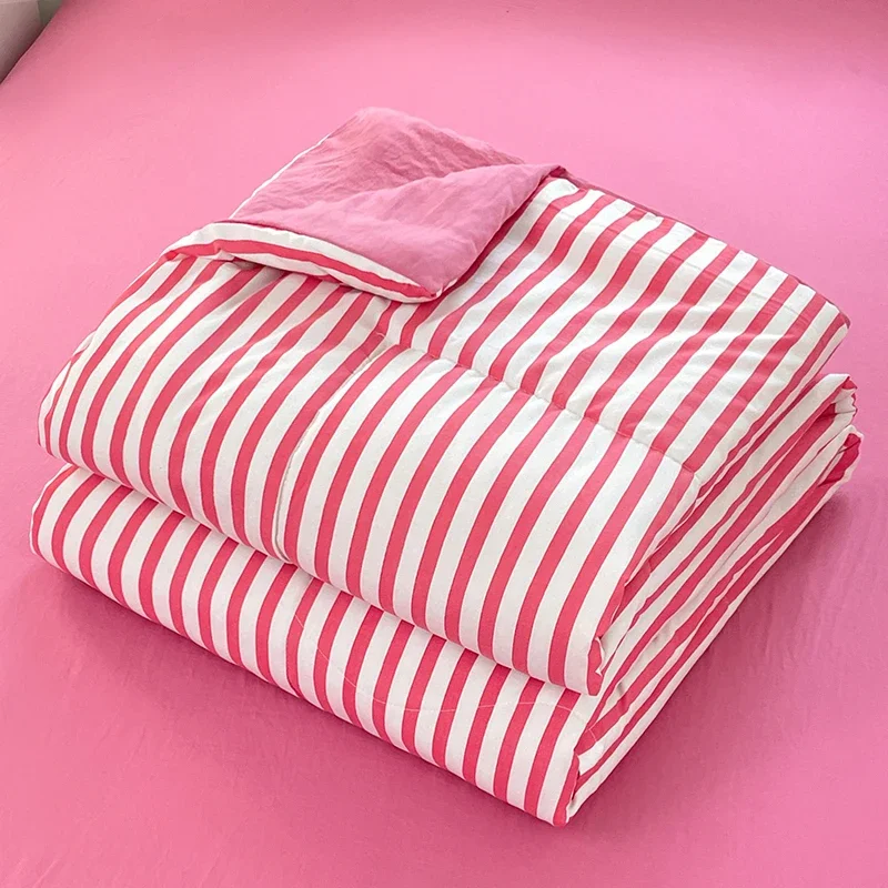1pc Summer Duvet 이불세트 Single/Full/Queen Size Quilted Bedspread Stripe Printed Air Condition Comforter edredones para cama
