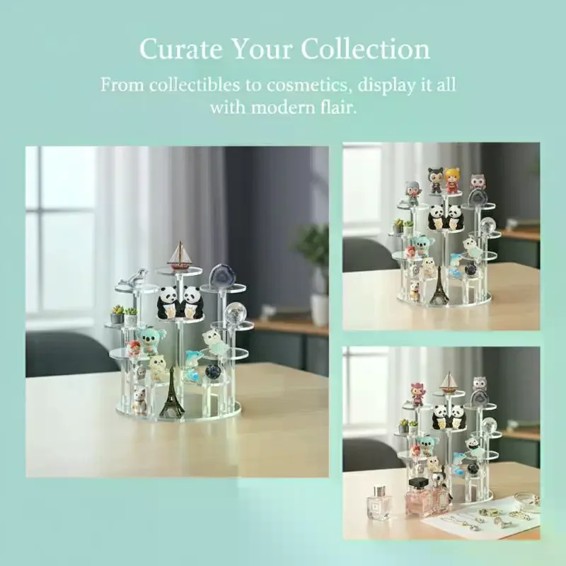 Multifunctional Acrylic Storage Display Rack With 6/8/10 Base Suitable For Displaying Small Statues Jewelry And Cosmetics