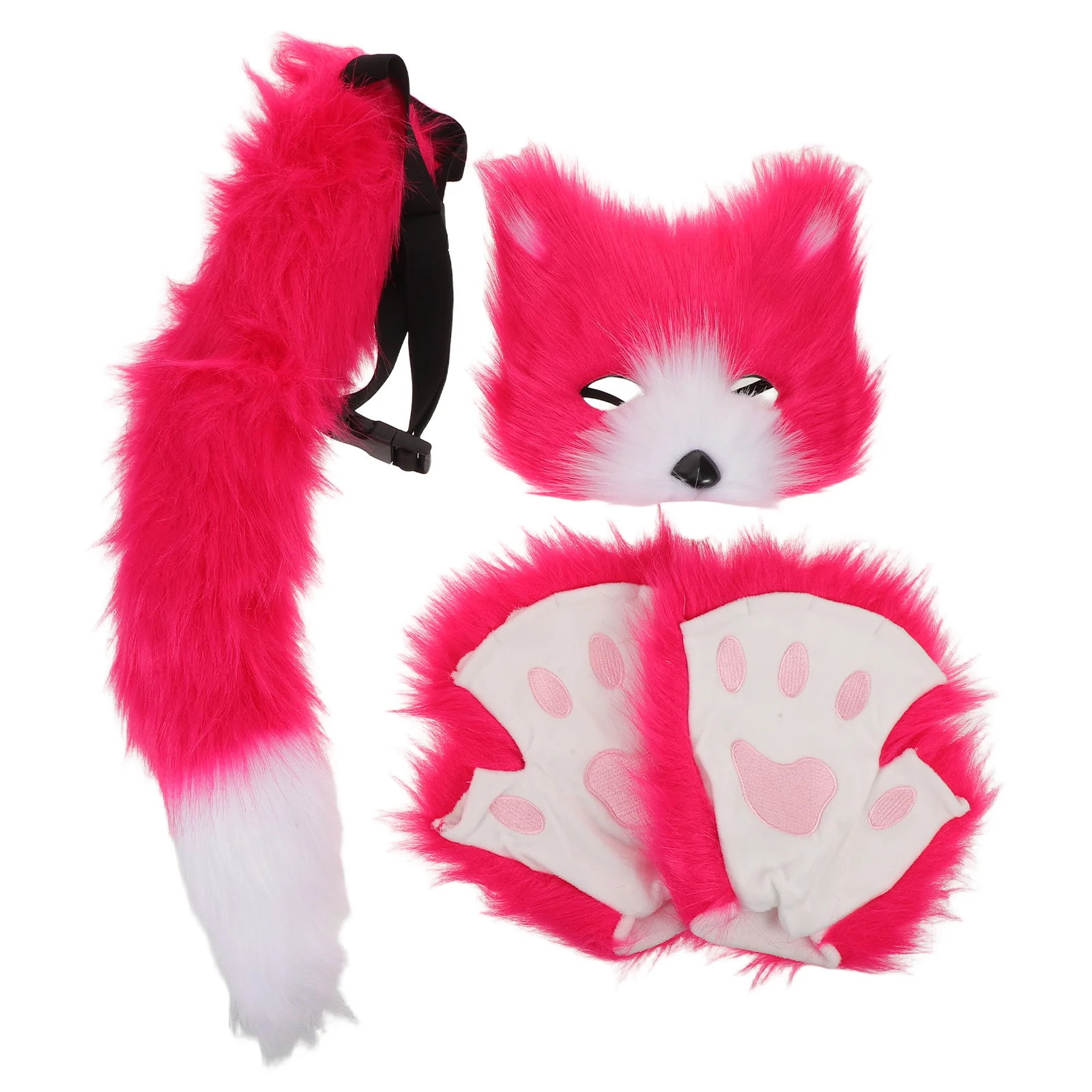 Zestaw Maska Lisa Ogon Rękawice Realistyczny Lekki Kostium na Halloween Imprezę Cosplay Akcesoria do Kostiumu Zwierzęcego