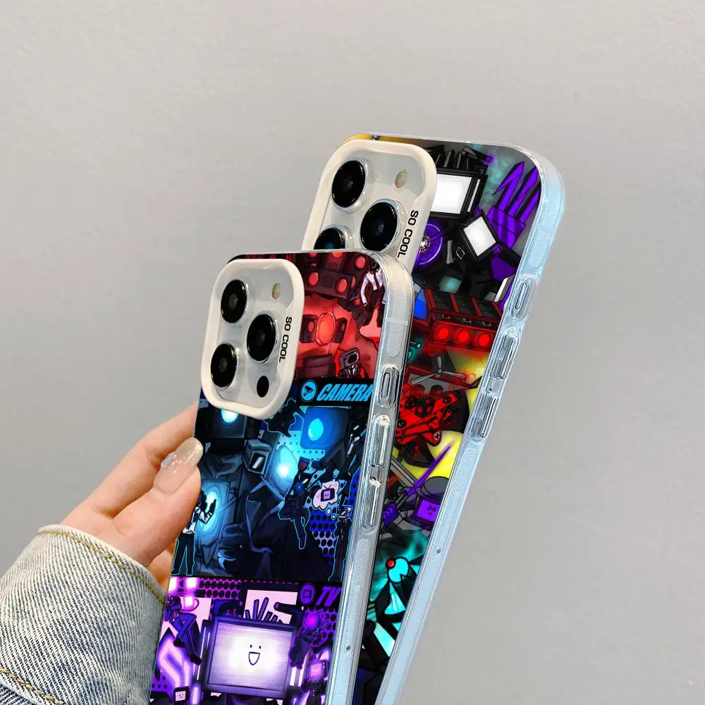 Skibidi Toilet TV Camera Man Phone Case for iPhone 17 16 15 14 13 12 11 X XR XS 8 7 Air Pro Max Plus White Translucent Cover