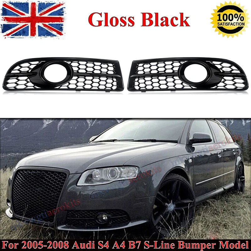 

For 2005-2008 Audi A4 B7 S-Line Honeycomb Front Fog Light Grille Cover Glossy