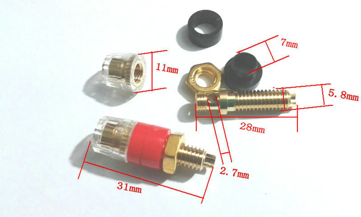 2pcs Crystal Binding Post Binding Post FOR 4mm Banana Plug connector copper