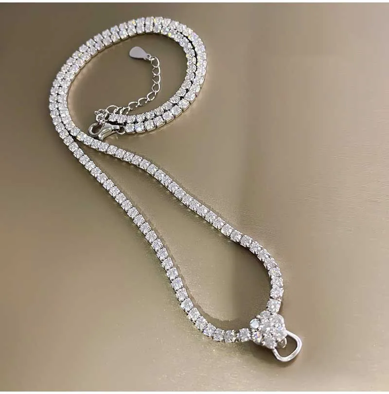 S925 Sterling Silber Halskette Haute Couture Voll-Diamant-Halskette Universalkette Pulloverkette Hochwertige Universalkette – Detail 7
