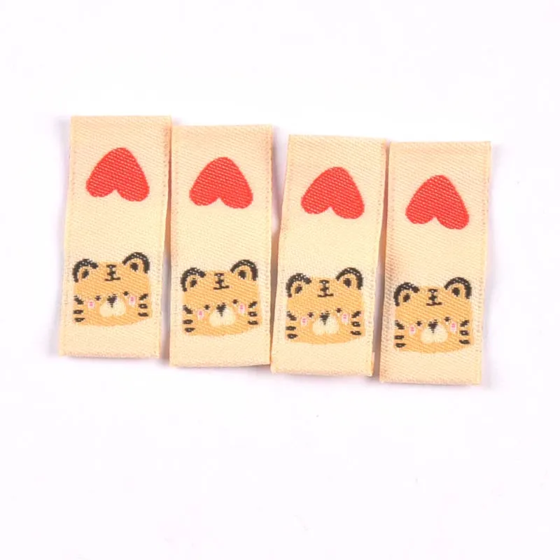 Mixed Color Heart Love Animal Pattern 50pcs Handmade Woven Label For Clothing Labels Shoes Bags Garment Tags 15x40mm CP3233