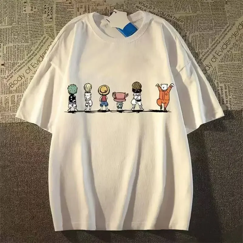 Retro One Piece Trendy Short Sleeved T-shirt for Men and Women Summer 2026 New Oversized Half Sleeved Pure Cotton Couple Top Y2k