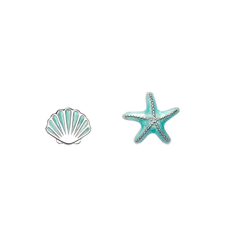 REETI 925 Stamp Silver starfish Stud Earrings Women Girl Gift Cute Banquet Asymmetry Jewelry Dropshipping Wholesale