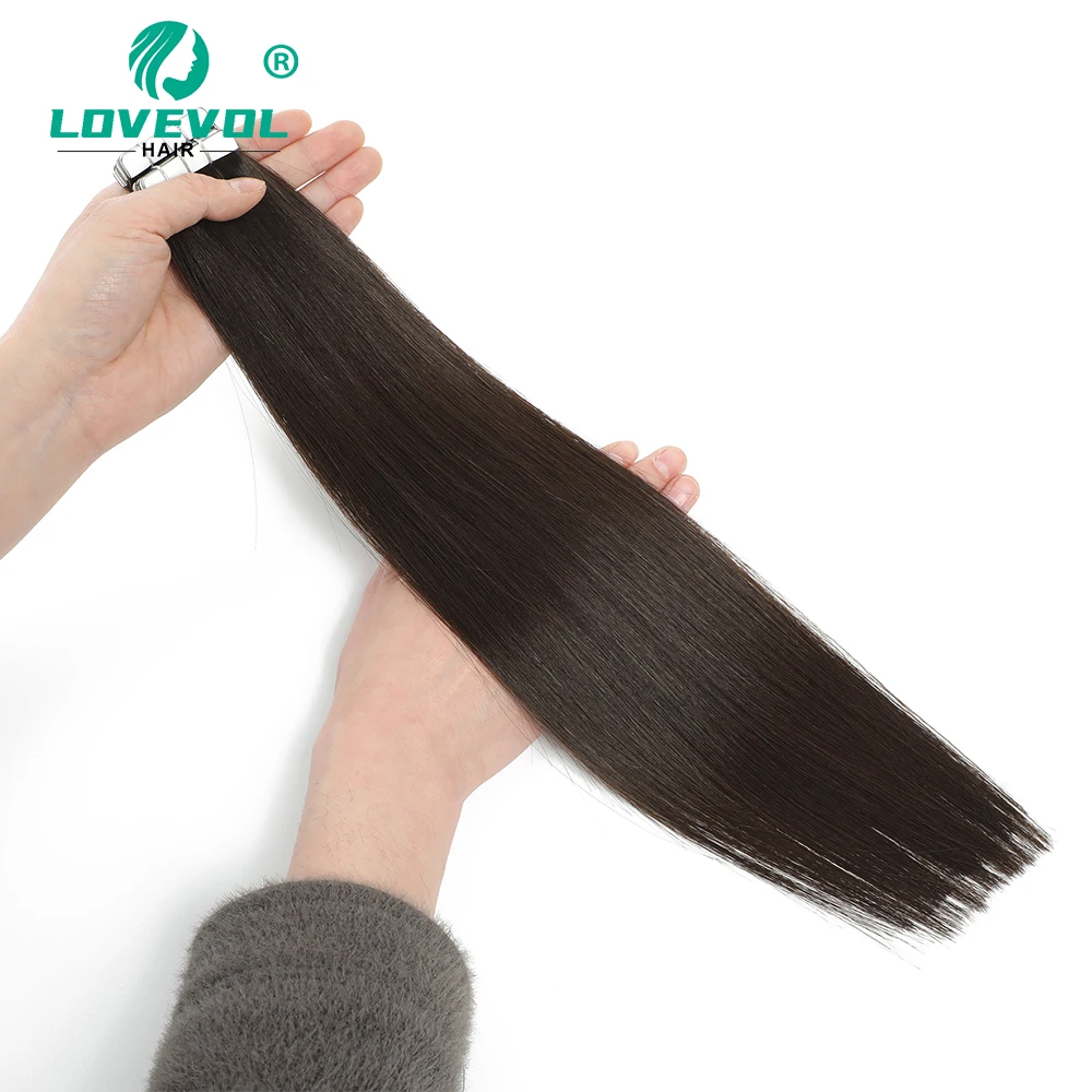 Lovevol Straight PU Skin Weft Invisible Tape In Human Hair Extensions Natural Color Seamless Adhesives Tape Ins Hair 20pcs/pack
