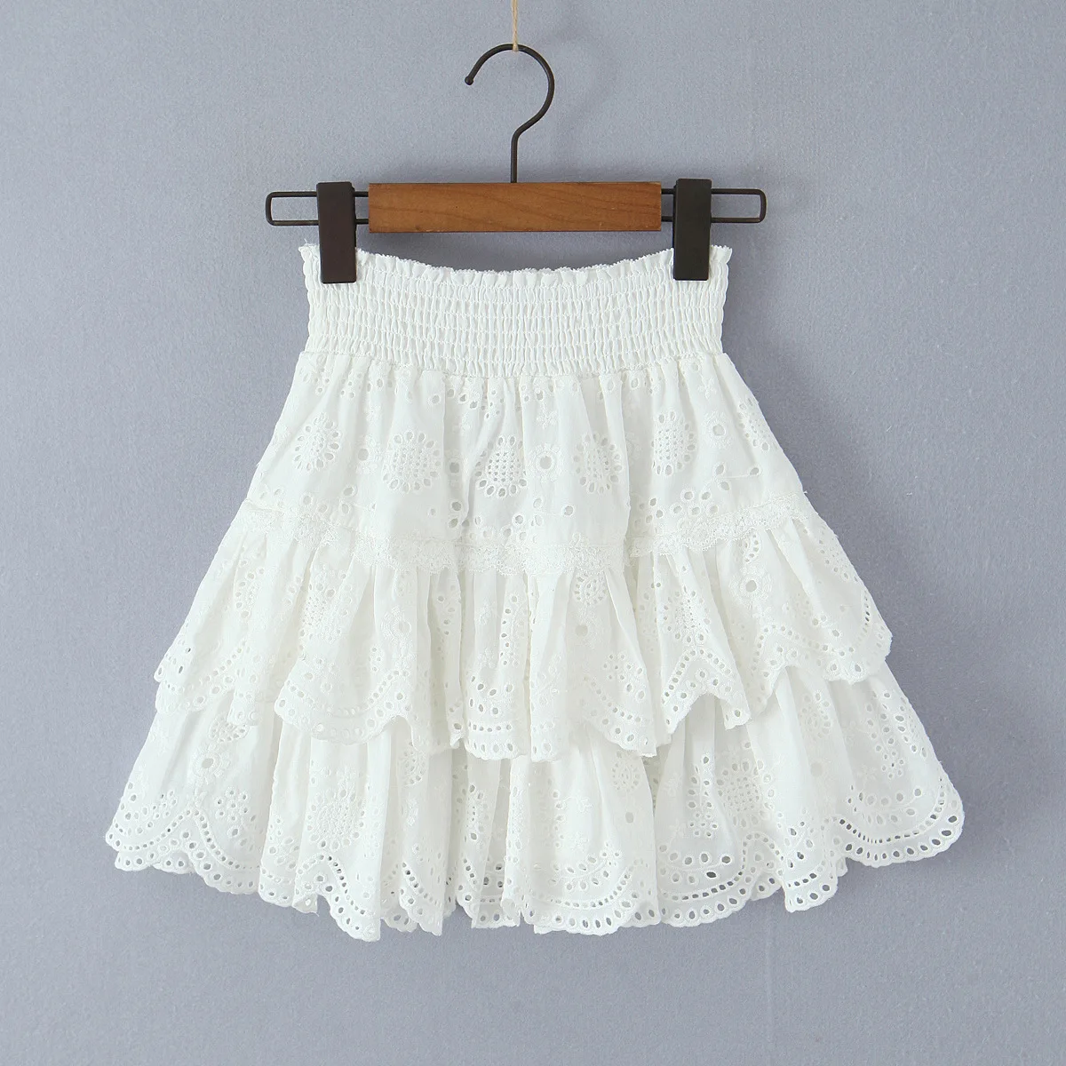New French Style Hot Girl Pure Desire Style Waist-Hugging Lace Trim Half Skirt Sweet Casual Cake Skirt Charming For Woman G8VJ