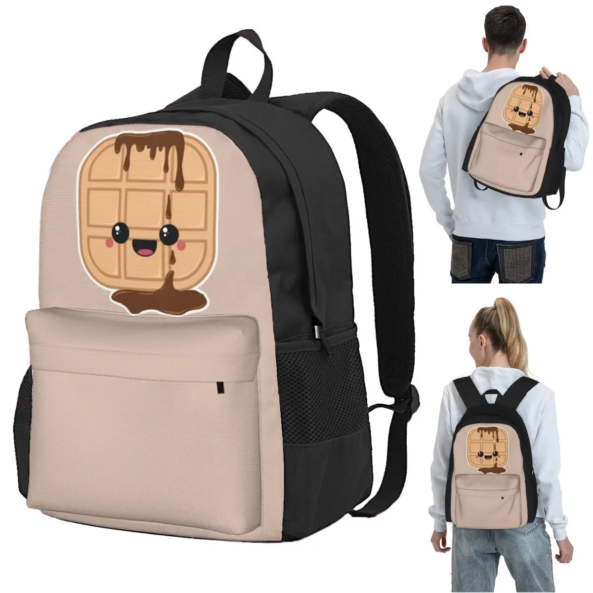 

Kawaii Waffle Backpack Student BookBag Children School Bag Computer Shoulder Bags for Boys Girls