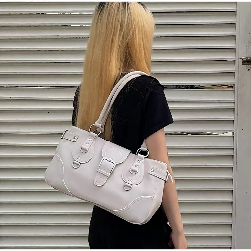 Hobo-Handtasche, Damen Motorrad-Biker-Stil Arbeitstasche, Y2k Mädchen Edgy Vintage Chic Mintgrüne Satteltasche – Detail 10