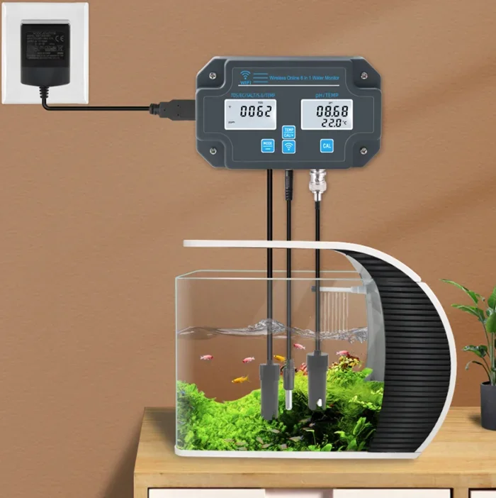a forPH-3988 Smart WIFI Aquarium Seawater Salinity Water Quality Meter PH EC TDS Salt TEMP Data Logger Tester Monitor for
