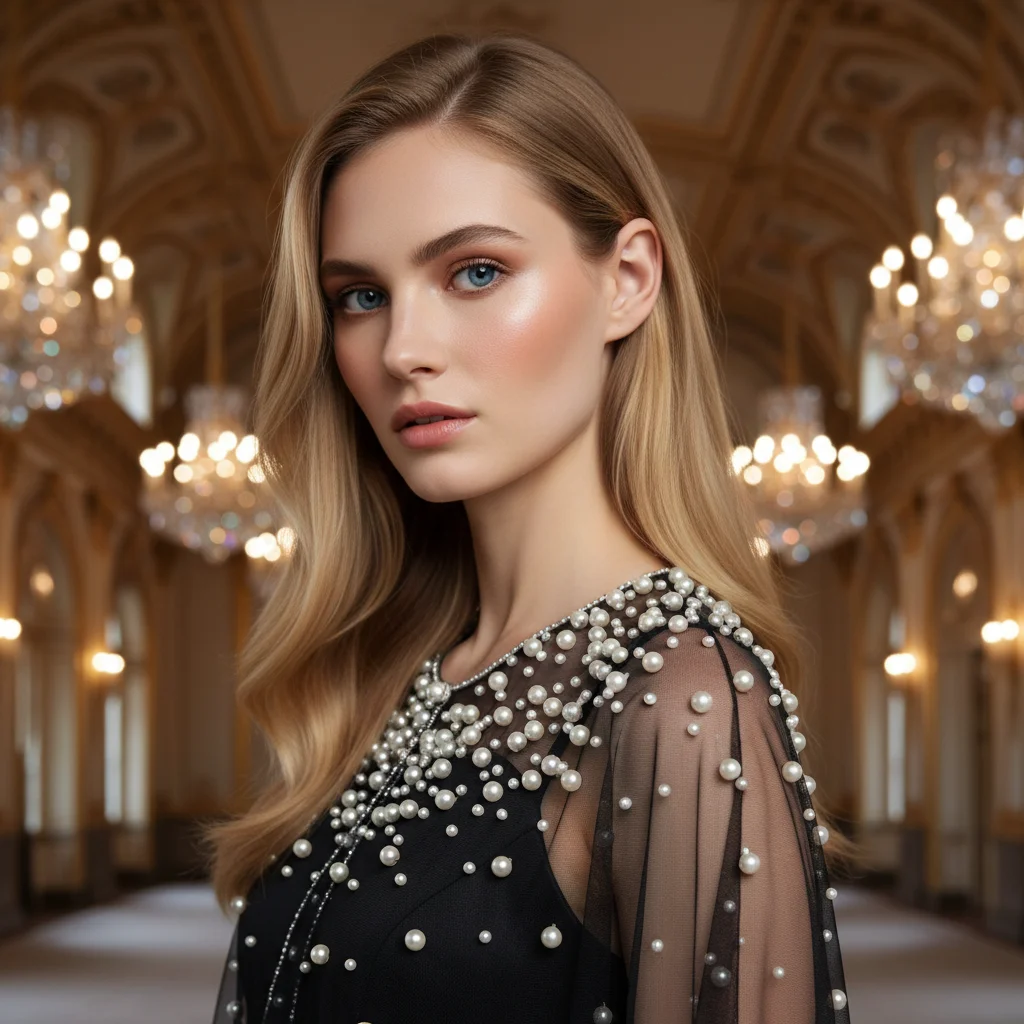 Hand-Beaded Pearl Edge Black Shawl Elegant Mysterious Simple Bridal Cape for Wedding Gown Evening Dress Formal Occasion GP31