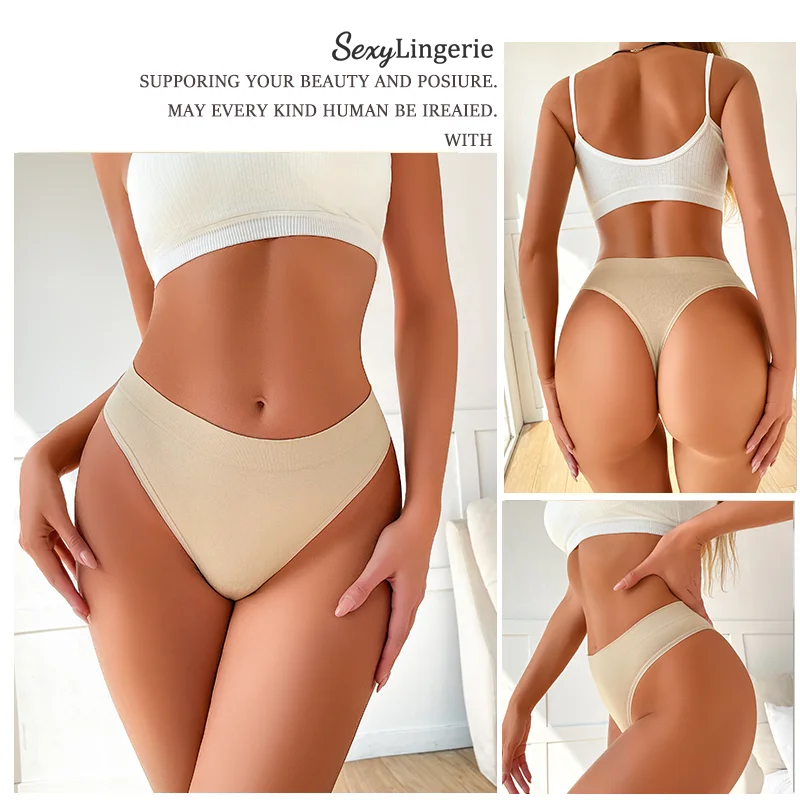 5PCS Women\'s Panties Set Fashion Striped Thongs Soft Underwear Sexy Lingerie Sports Breathable G-Strings Cozy Hot T-Back
