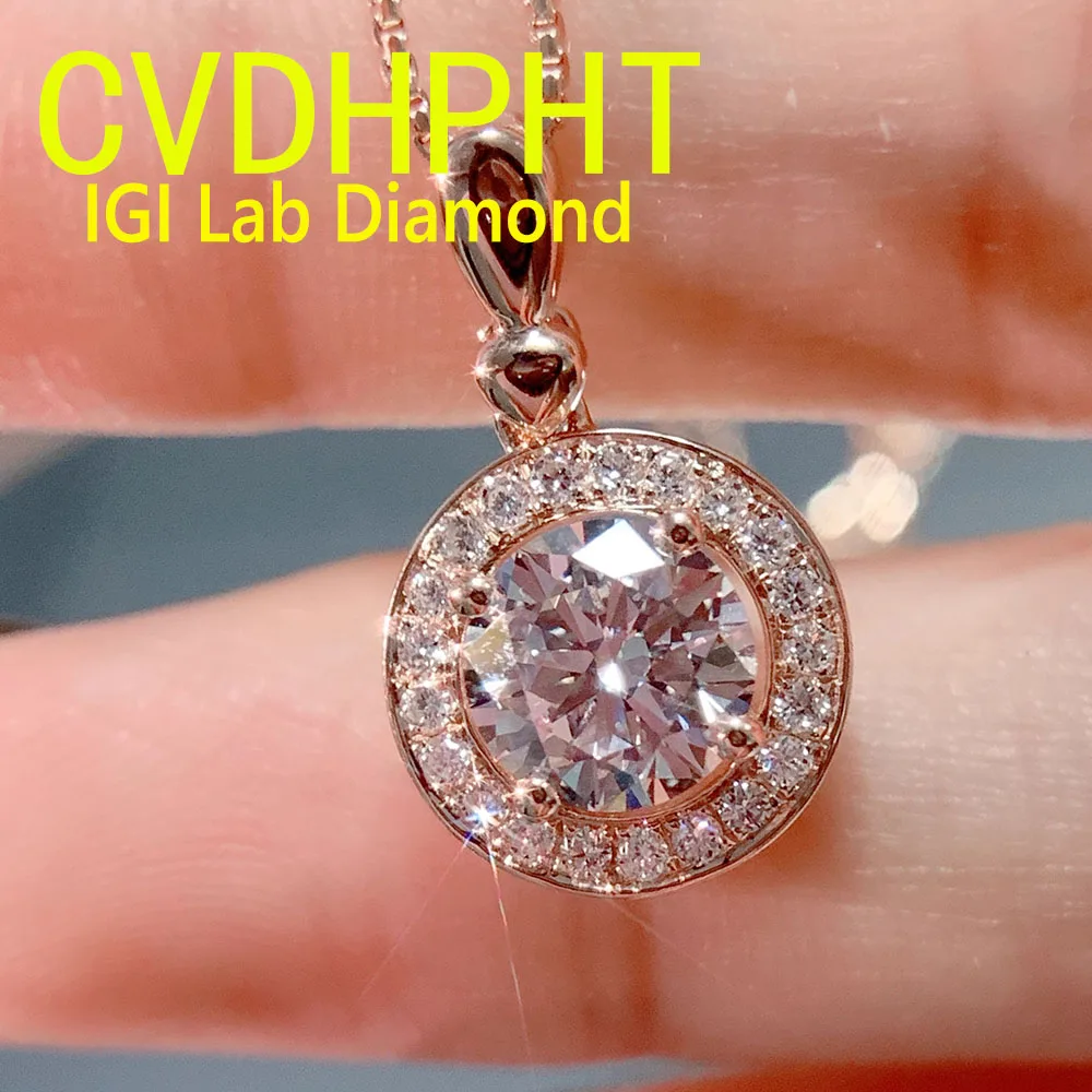 

18-каратное розовое золото круглой огранки CVD HPHT выращенное в лаборатории бриллиантовое ожерелье свадебное ожерелье с бриллиантами для женщин