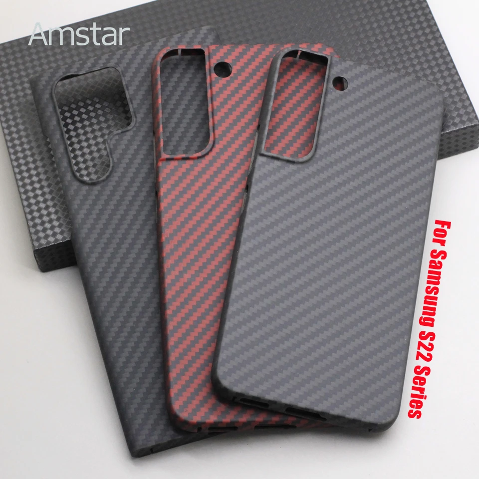 Amstar Real Carbon Fiber Phone Case for Samsung S23 S22 S21 S20 Plus Ultra Note10 20 Ultra S10e S10 Plus Aramid Fiber Hard Cover