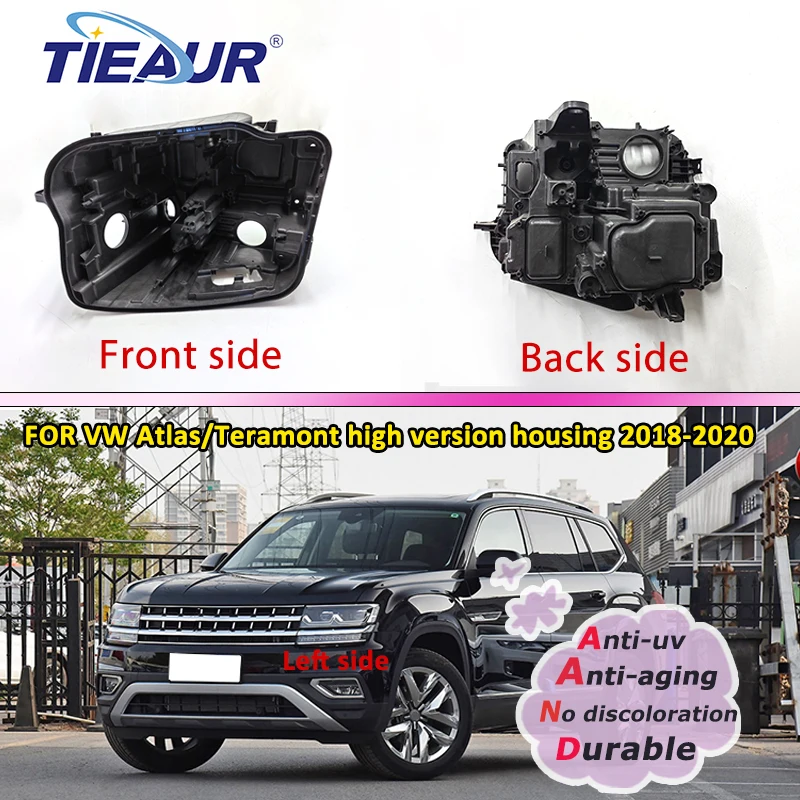 

Headlight Back Housing For Volkswagen Atlas Teramont 2018 2019 2020 Front Headlight Cover Black Base Bottom Protection Shell