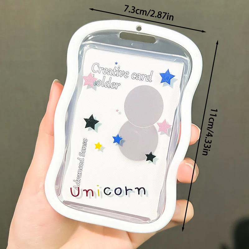 Transparent Star Waves Photo Card Holder Design Idol Photo Sleeve Anti Lost Keychain Photocards Protector Case