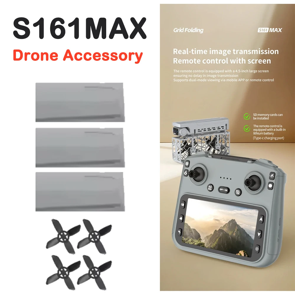 Mini S161 MAX Drone Screen Cotrol RC Quadcopter Original Spare Part S161 Battery 7.4V 1200MAH Lipo Battery / Propeller Accessory