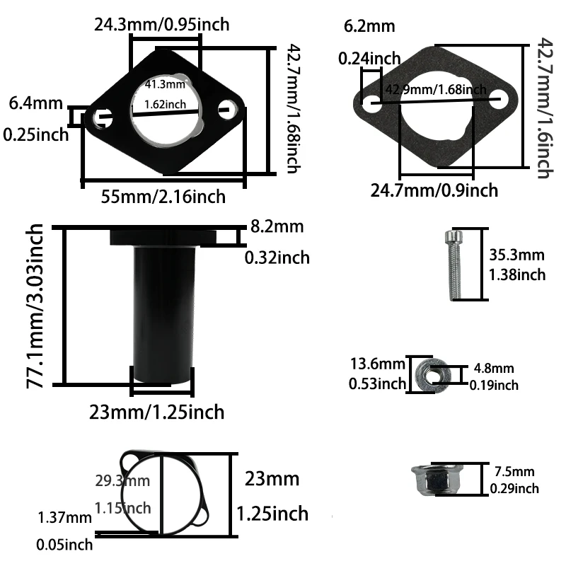 LINGQI RACING-Motocicleta CNC Admissão Tubo, Manifold, Dirt Pit Bike Adaptador, Tubos de Entrada, Junta Parafuso, Pulso para Off Road Motocross