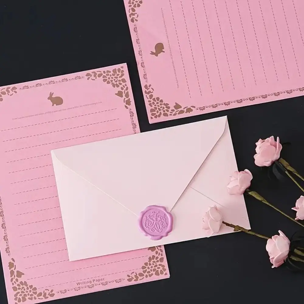 Romantic Pink Envelope Set Suitable For Wedding Proposal Couple Statement Including 5 Envelopes & 5 Fire Paint Prints