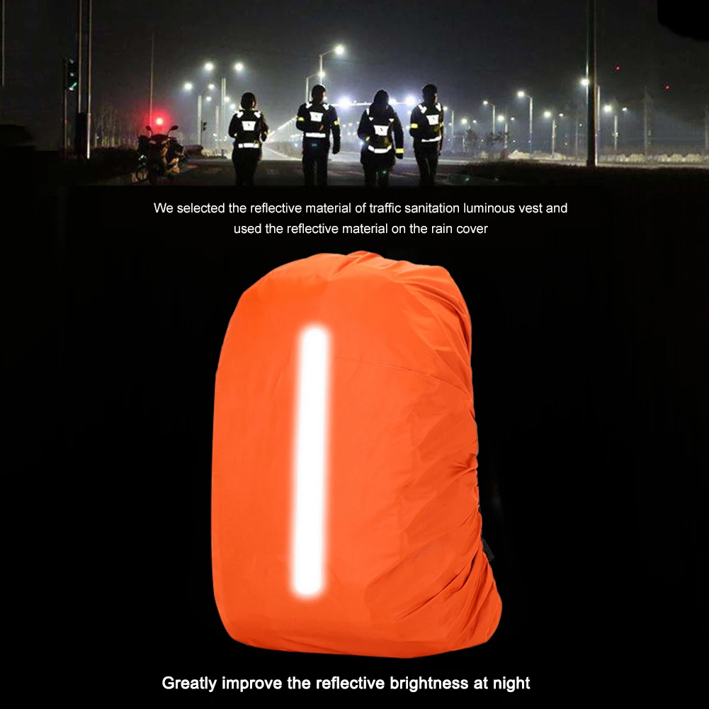 Mochila portátil à prova d'água, capa de chuva, bolsa escolar, capa de proteção com tiras reflexivas para acampamento ao ar livre, caminhadas