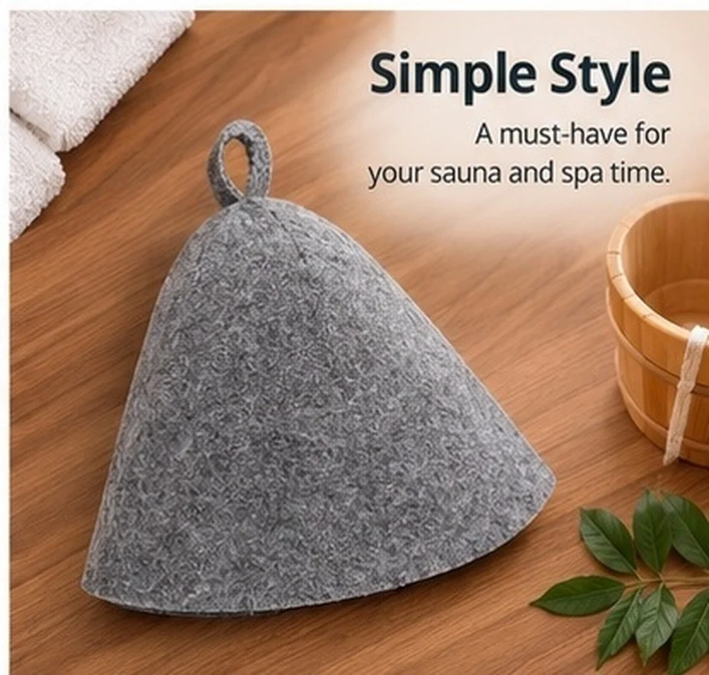 5Pcs Heat Insulation Sauna Hat Wool Material Reusable Comfortable Sauna Room Bath Accessories Large Shower Caps