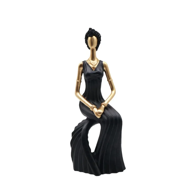 Chic Black Gold Bride Groom Couple Statue Romantic Wedding Gift Art Craft Lucky Home Decor Tabletop Ornament For Living Room Des